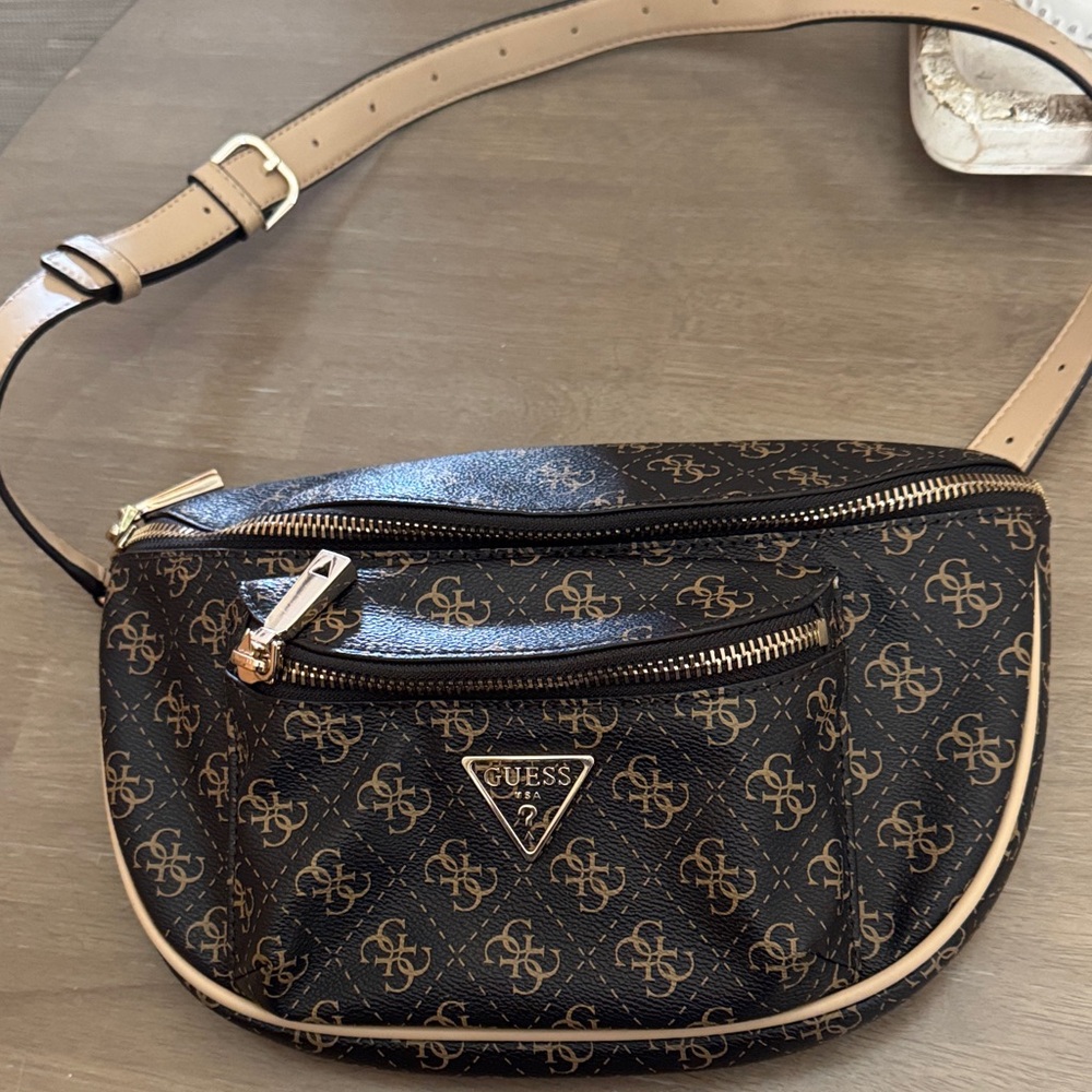 GUESS Black and Brown Crossbody Bag